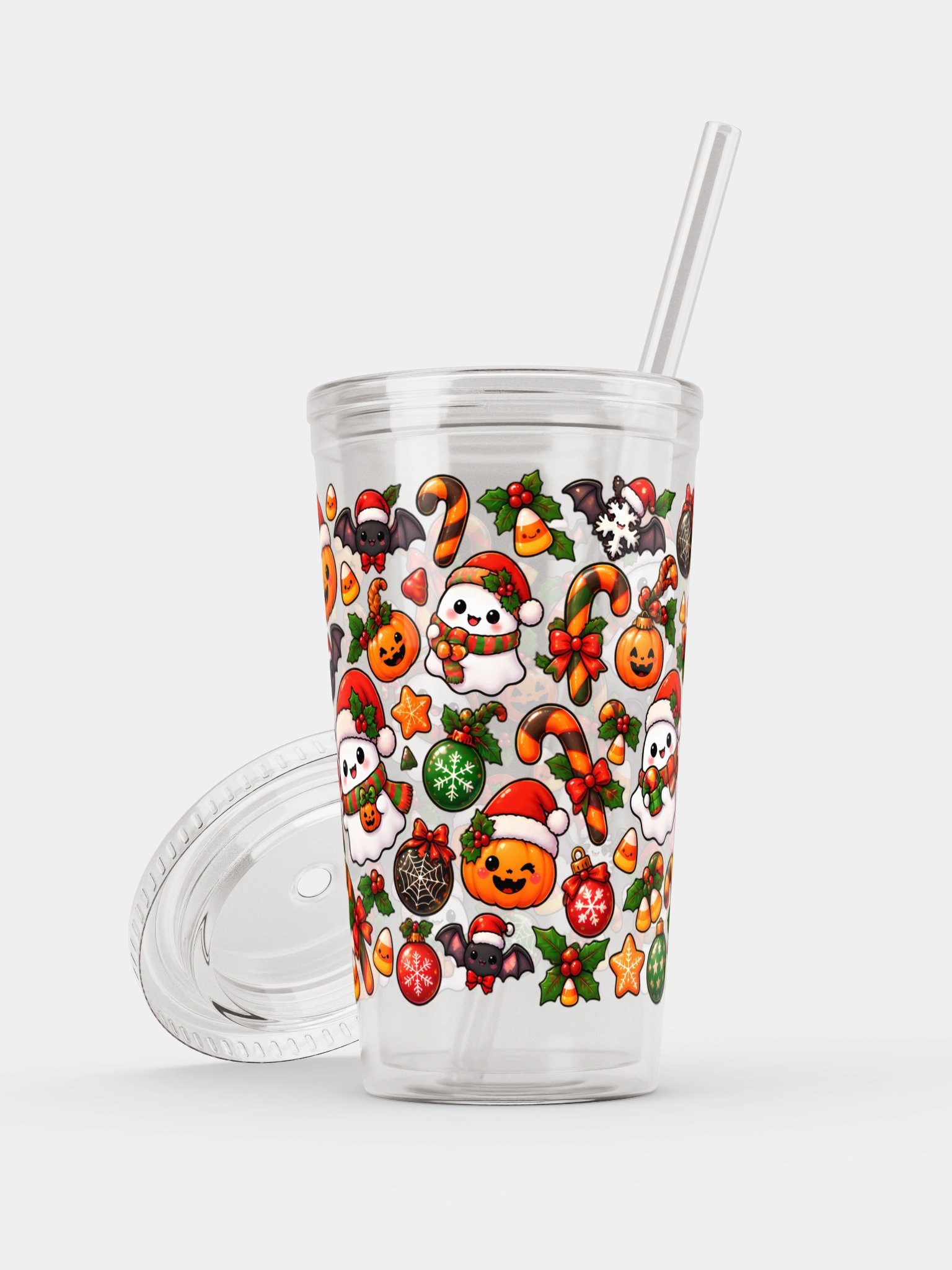Pumpkin Meets Santa Clear Dual Wall Tumbler 16 Oz (473 ml) product image (7)