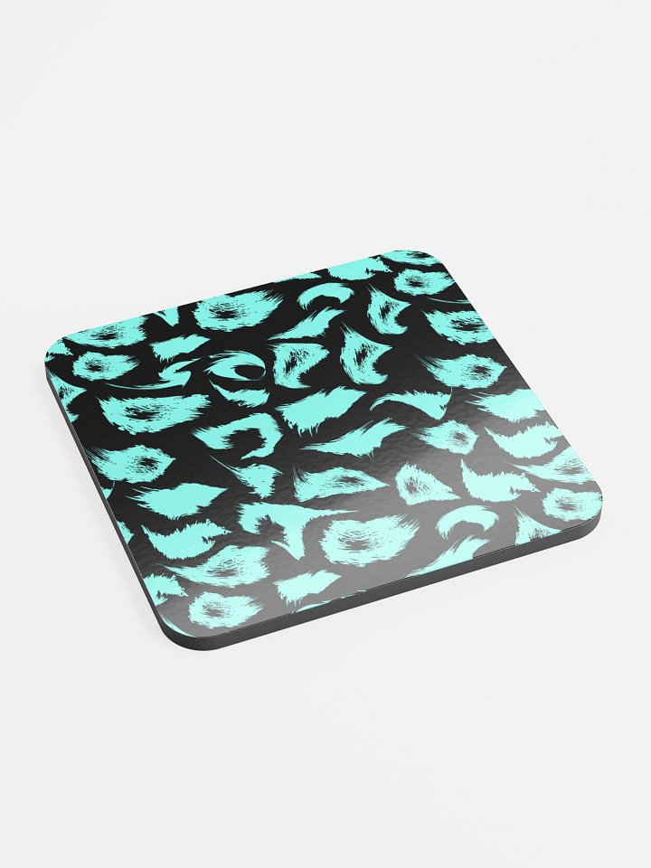Unique Teal Glossed Cork Coaster with Bold Leopard Print product image (2)
