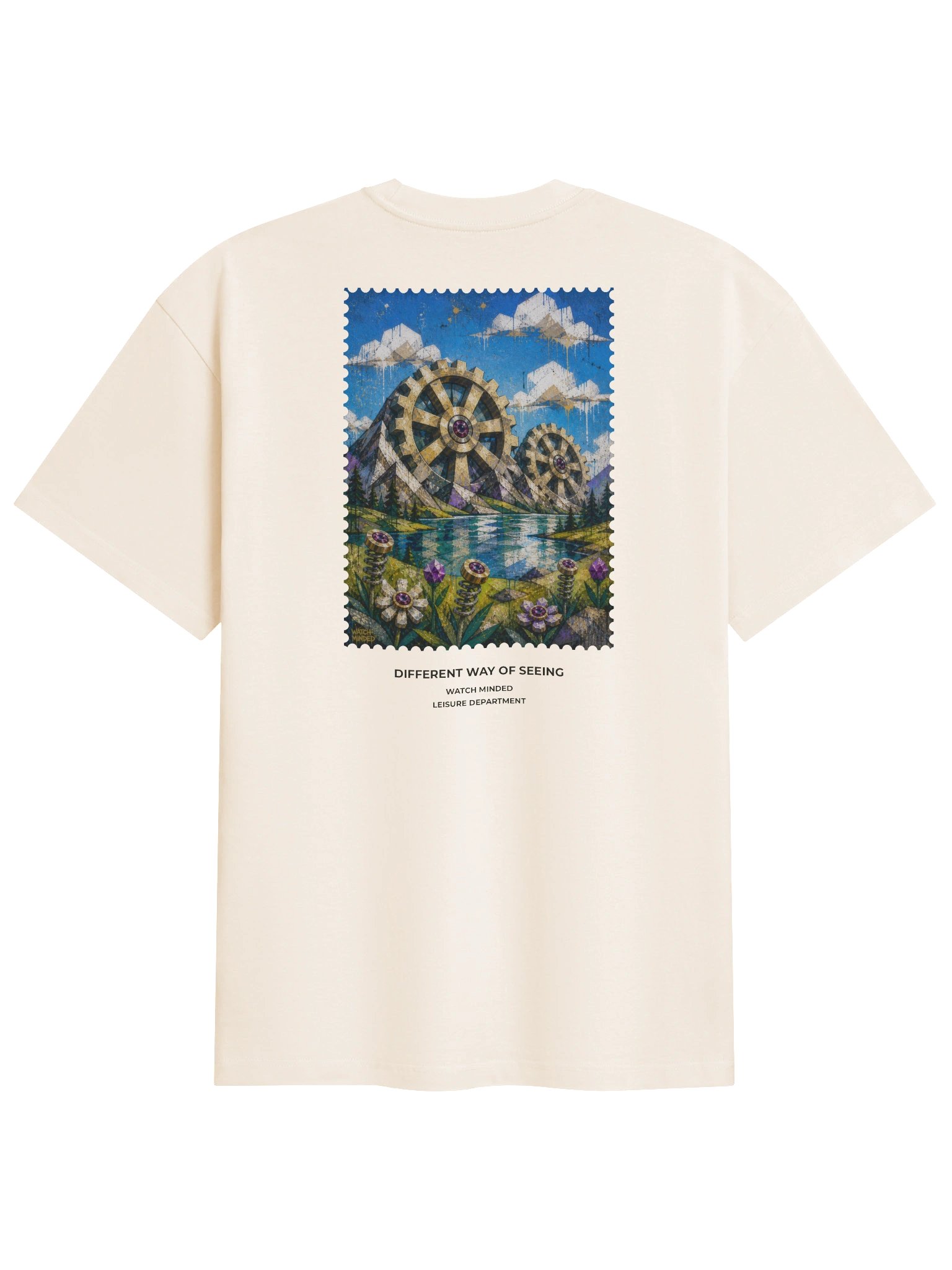 Relaxed Fit Heavy Cotton "Clockwork Mountains" T-Shirt, Vintage White product image (3)