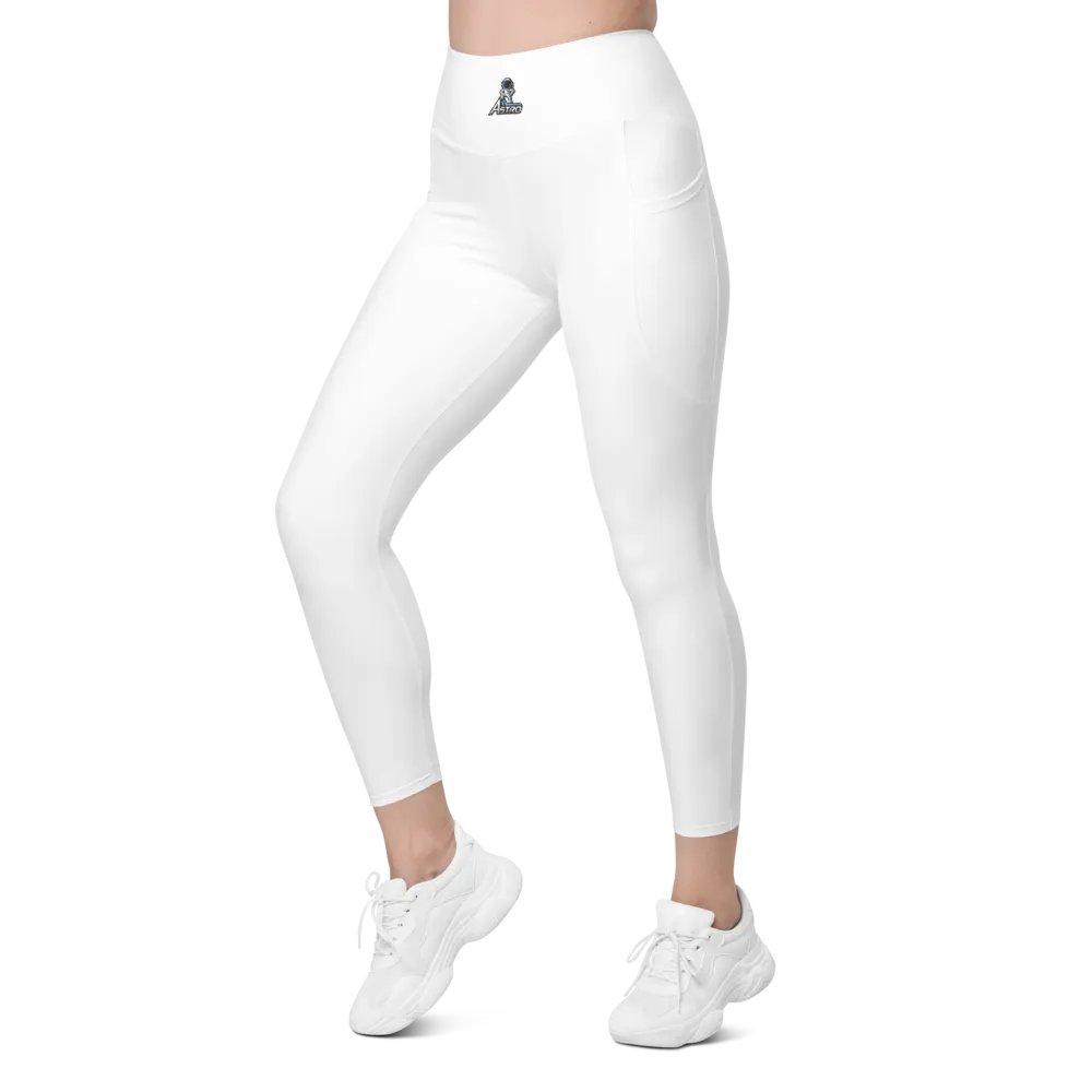 Astro High-Waisted Leggings with Pockets - White, Exclusive Design product image (4)