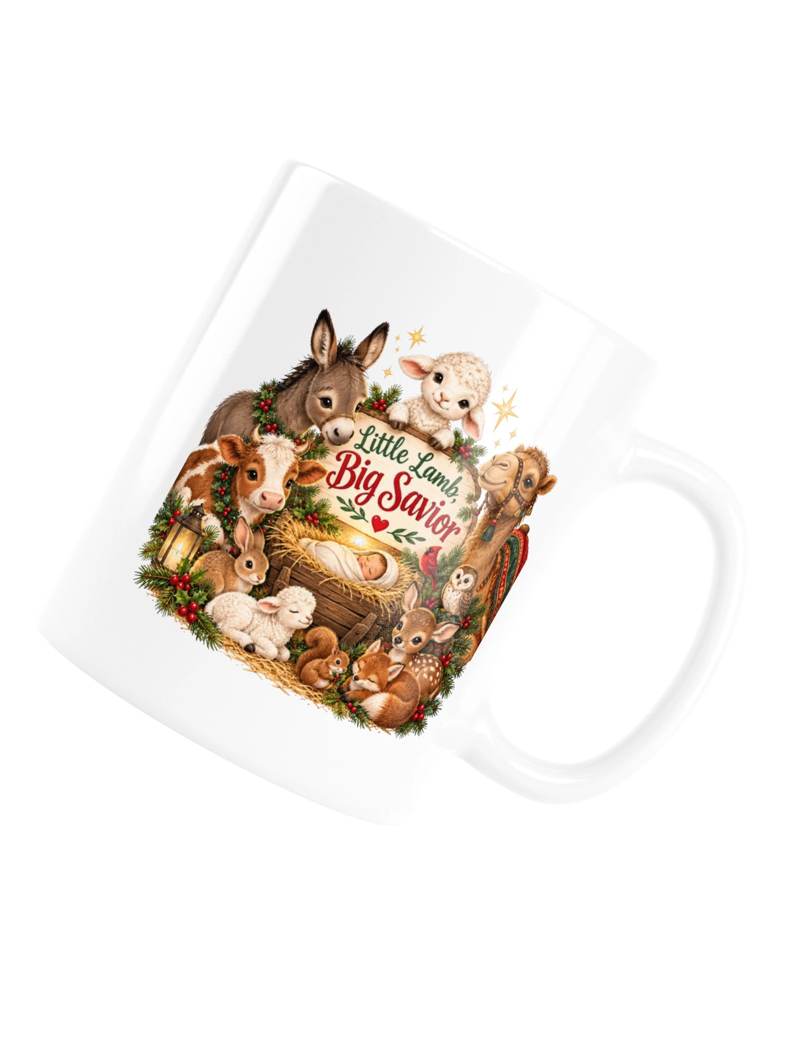 Little Lamb Big Savior Mug | Christian Christmas Nativity Mug | Cute Lamb & Animal Christmas Gift product image (8)