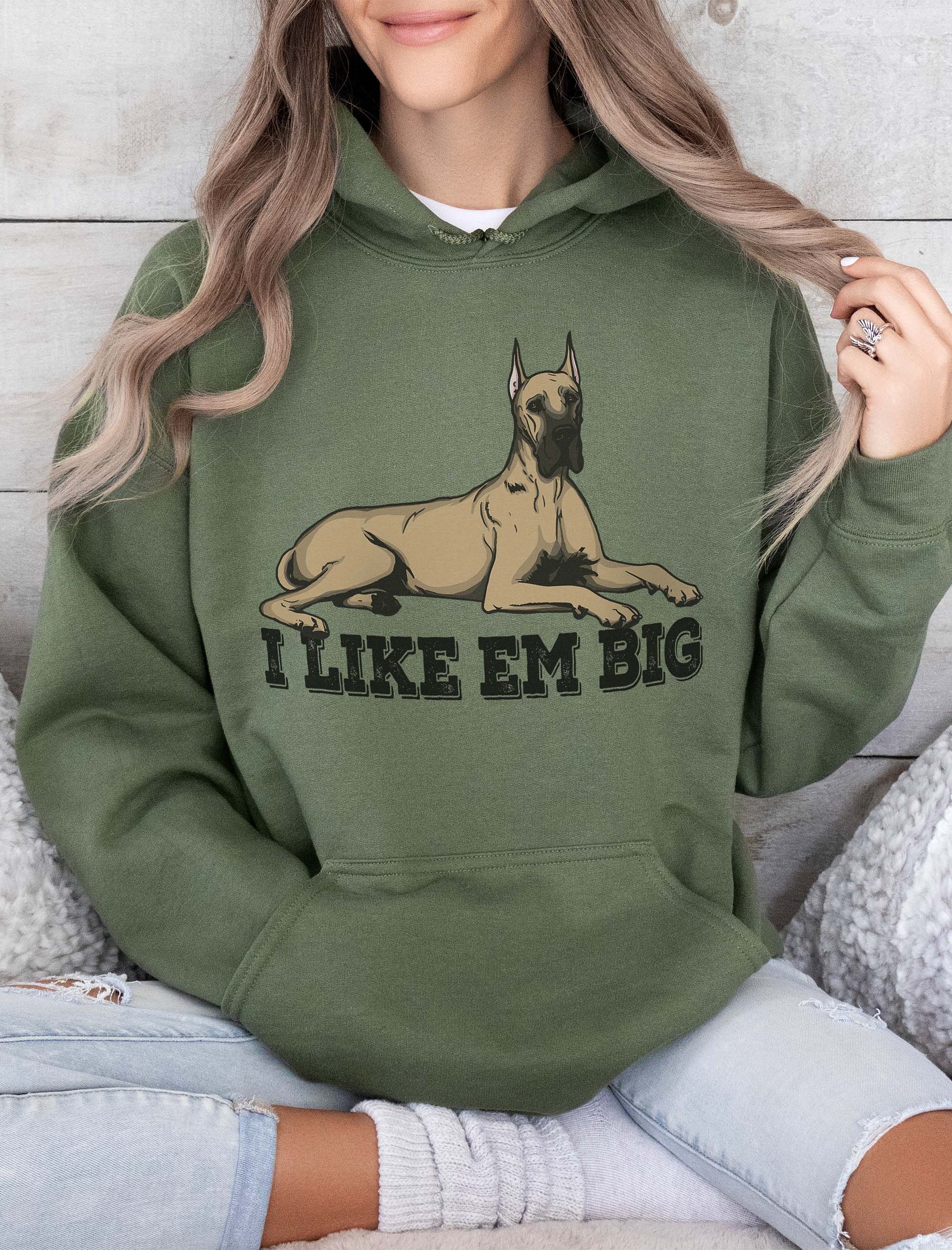 I Like Em Big Hooded Sweatshirt of a Great Dane(Cropped Ears) | Funny Hoodie for Great Dane Paw-rents product image (2)
