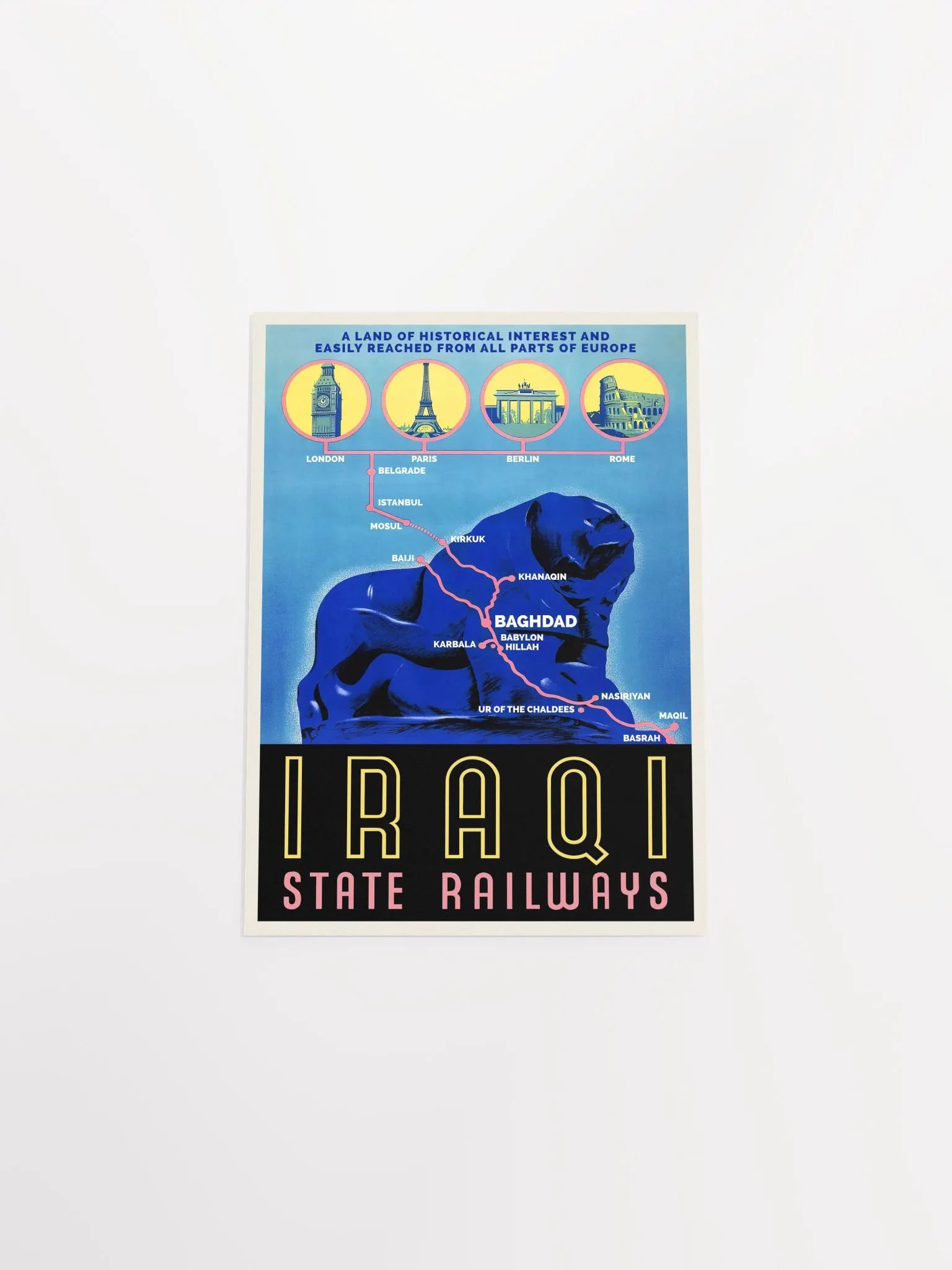 Iraq Railways, Baghdad, Iraq, Middle East. 1930s — retro vintage travel poster, retro travel art, retro travel wall art product image (9)