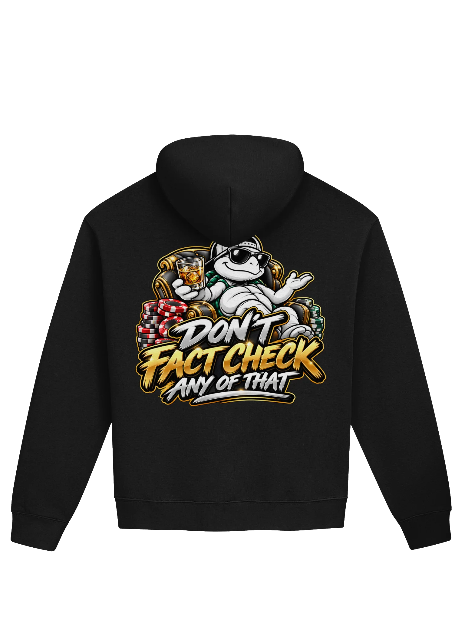 Turtle Luck Casino Graphic Hoodie, (Don't fact check Logo) product image (9)