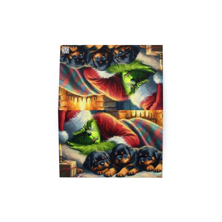 Cozy Grinch & Rottweiler Puppies Christmas Greeting Card product image (4)