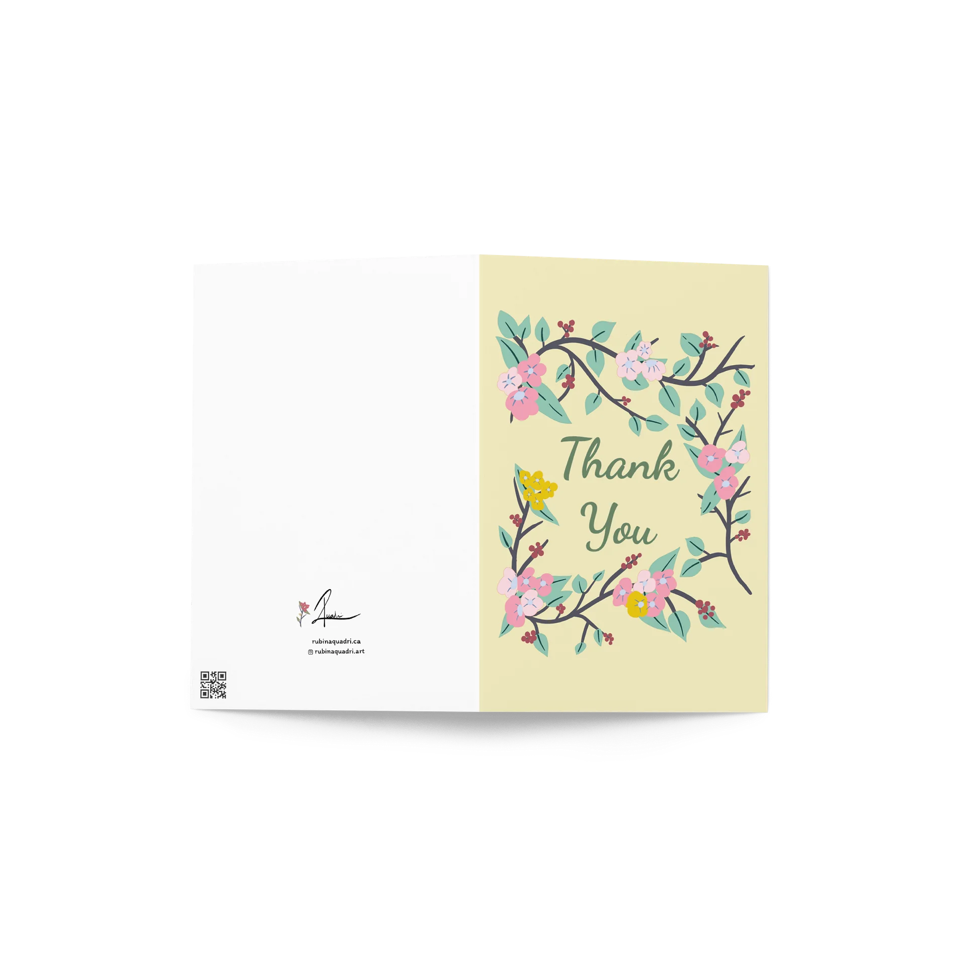 Thank You Botanical Garland | Pink and Yellow Flowers on Pale Vanilla product image (2)