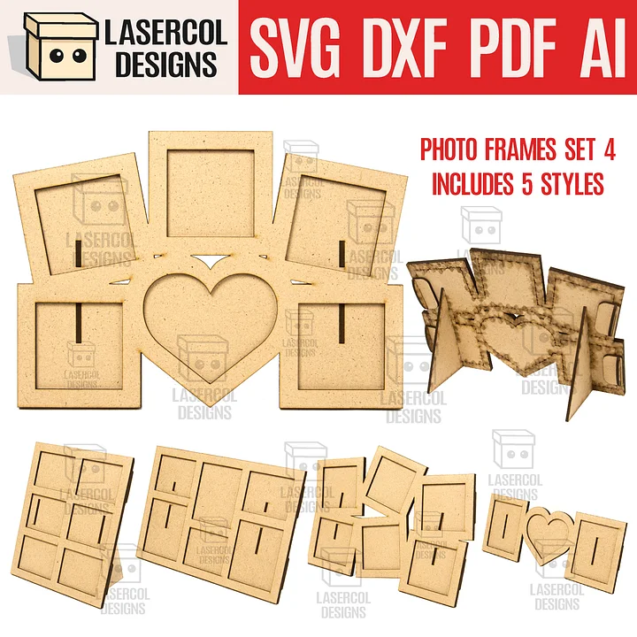 Photo Frames Set 4 (5 Styles) - Laser Cut Files product image (1)