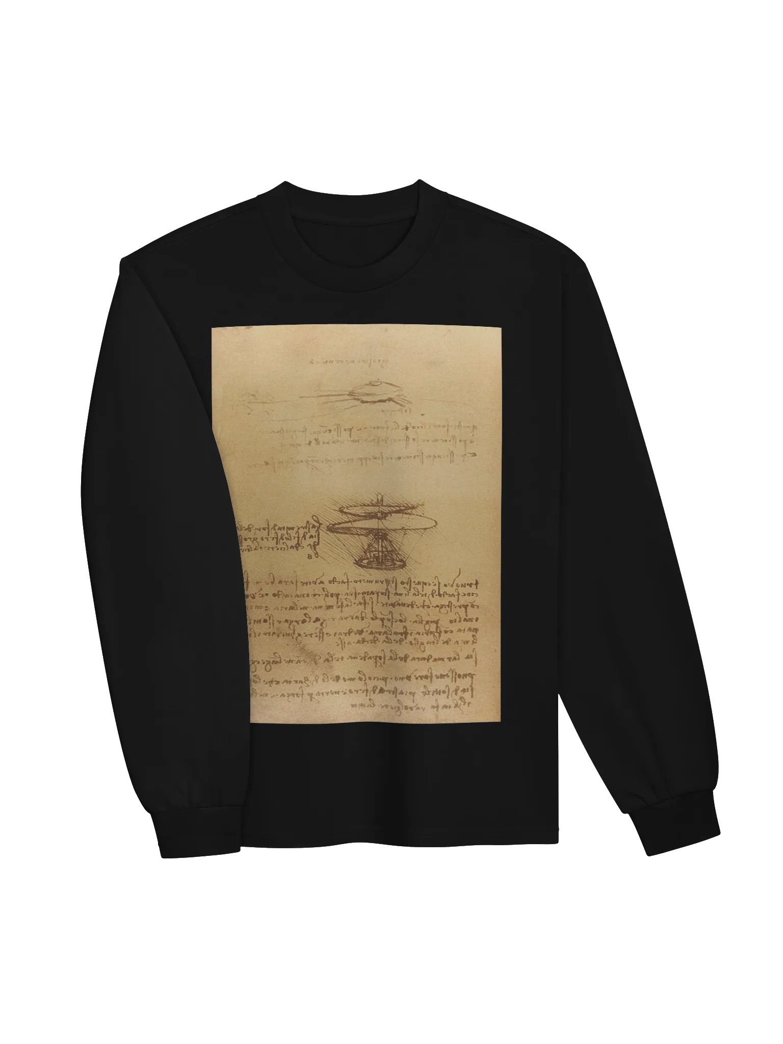 Studies of Flying Machines (Aerial Screw and Ornithopter) Leonardo da Vinci - Long Sleeve product image (13)