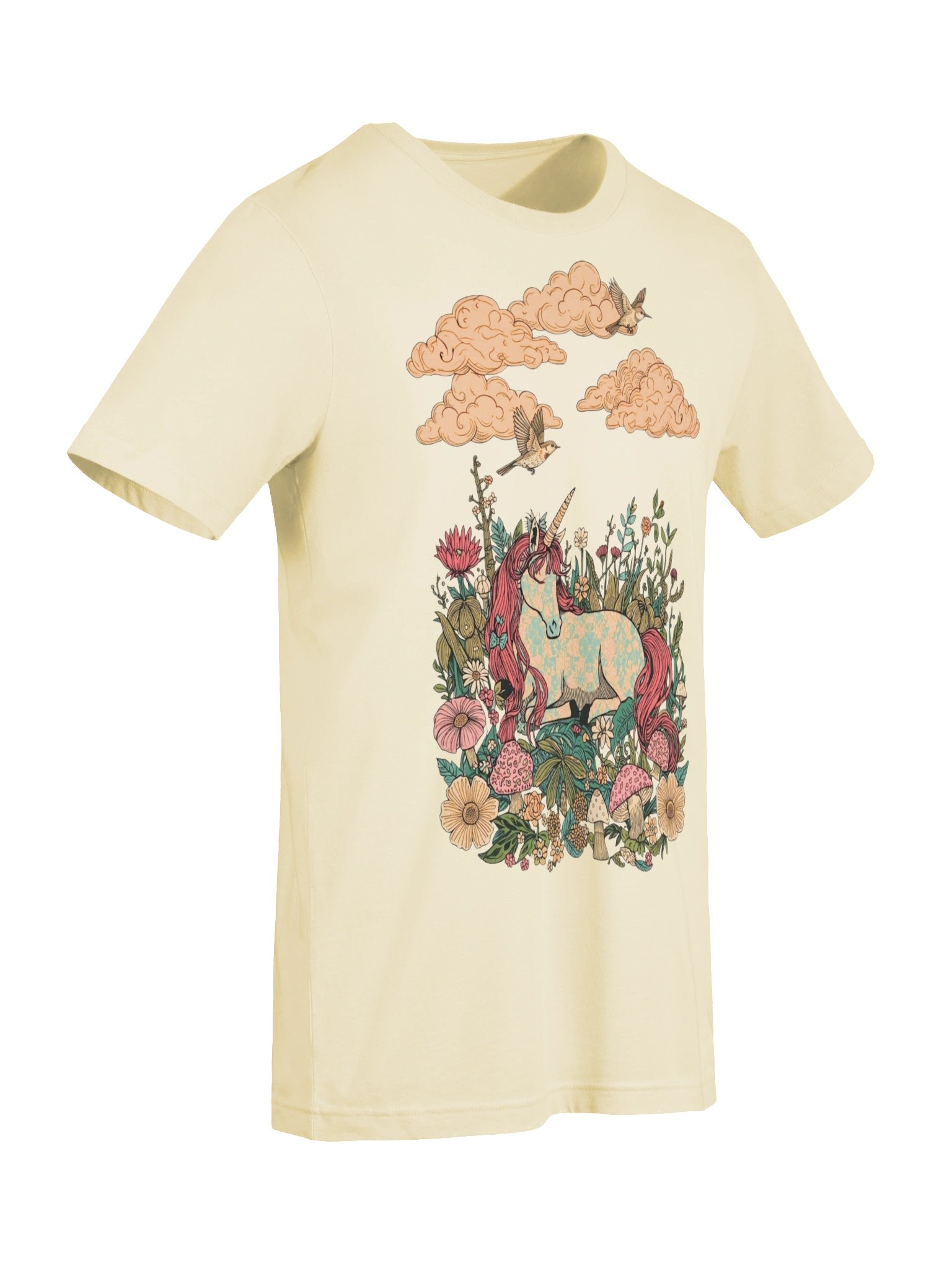 Retro Unicorn & Mystical Garden Tee, Nostalgic Fantasy Shirt product image (8)