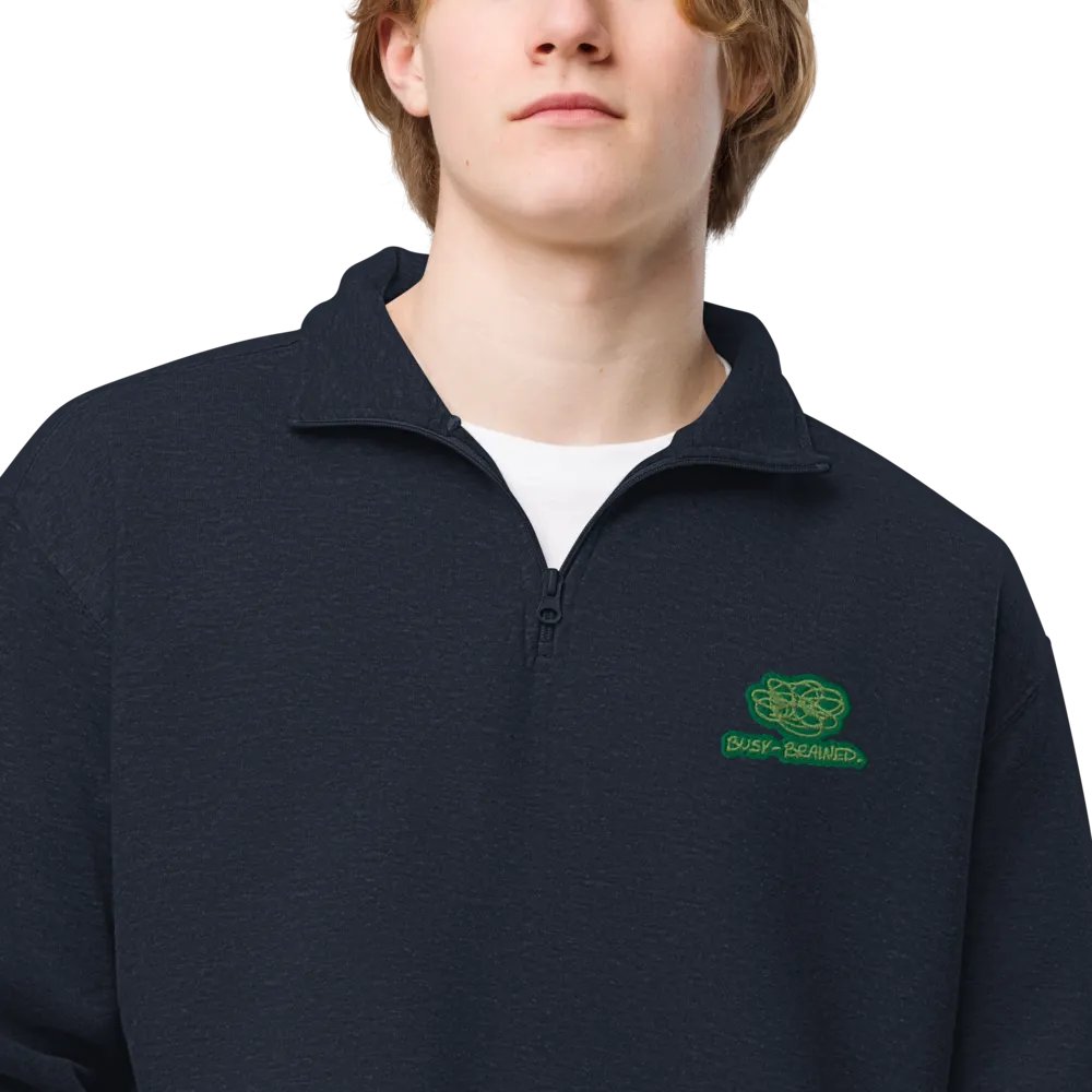 BUSY-BRAINED (moss design) embroidered quarter zip product image (15)