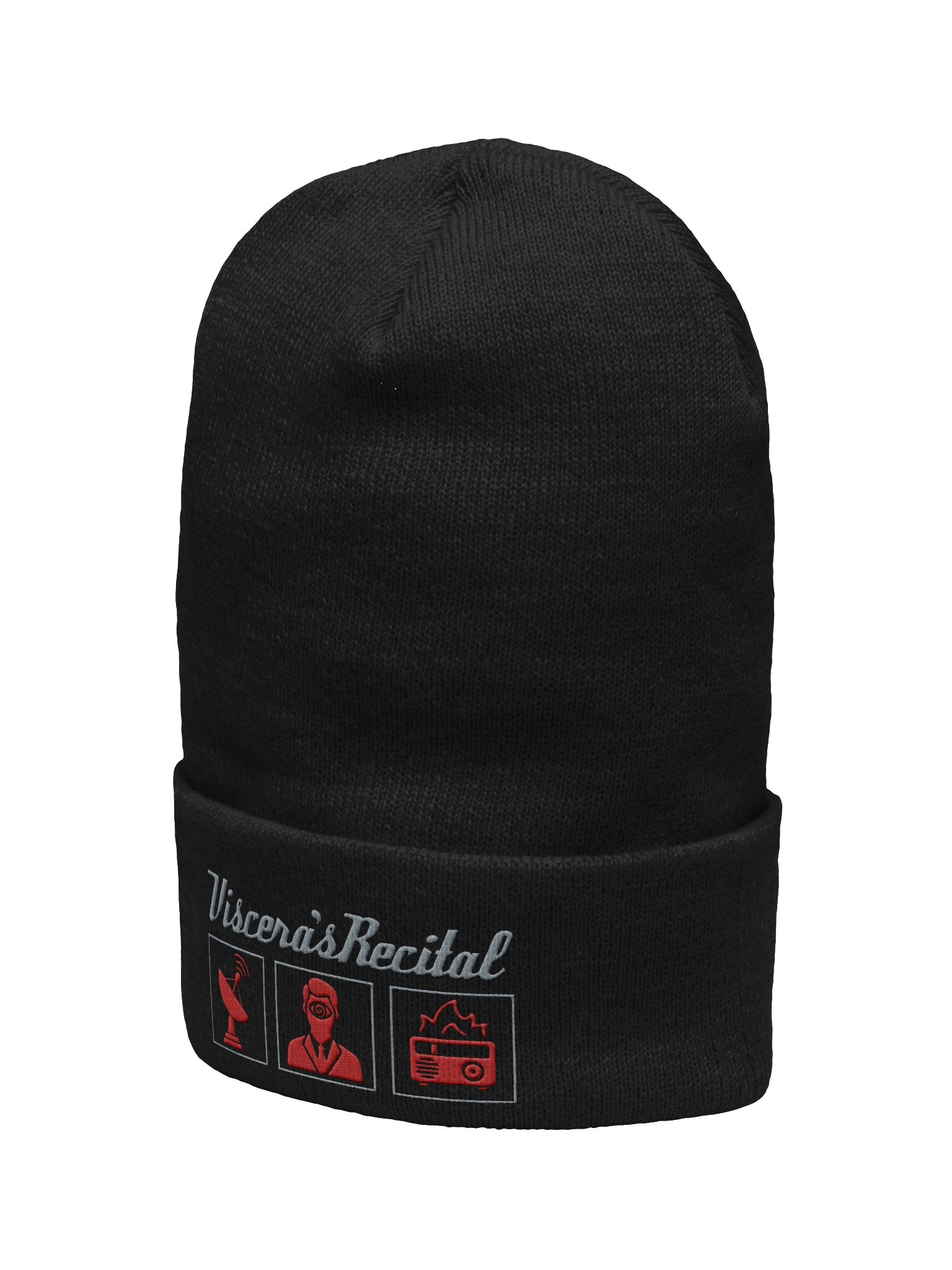 Viscera's Recital Embroidered Beanie - Grey & Red product image (2)