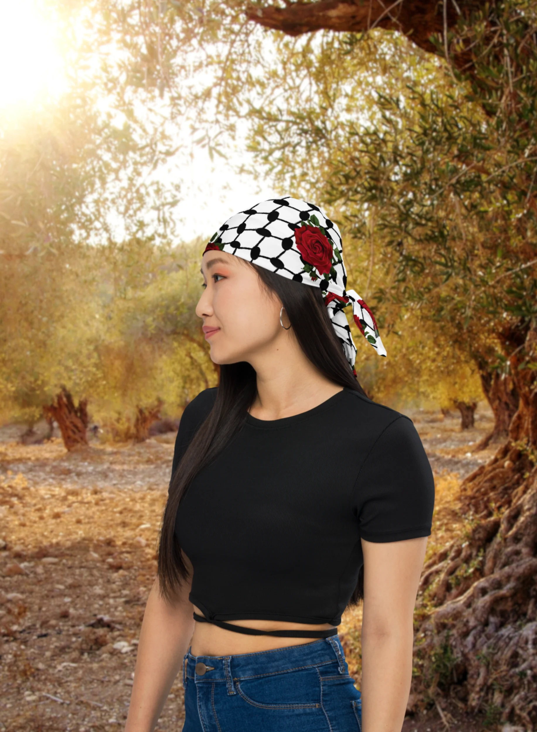 Kufiya Bandana Rose Keffiyeh product image (1)