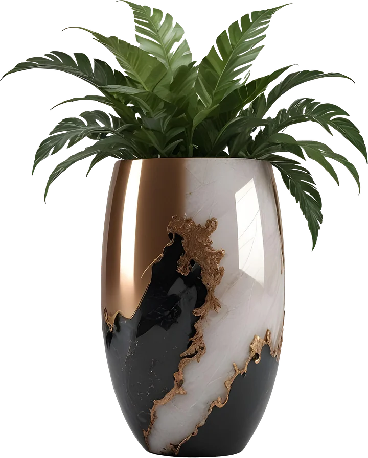 Celestial Aurum – Luxury vase with greenery decor PNG product image (1)