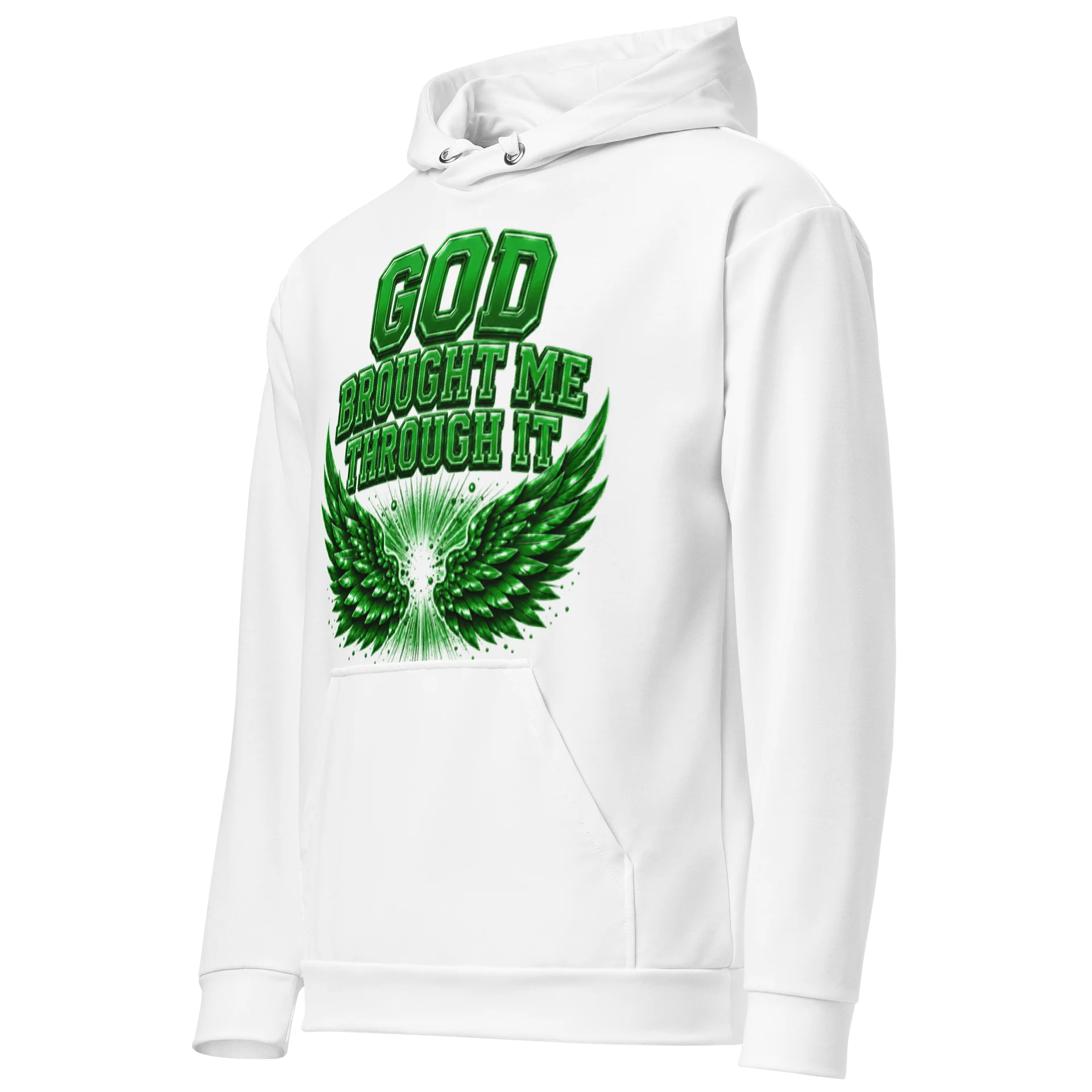 God Brought Me Through It Tee — Money Green Wings Edition product image (3)