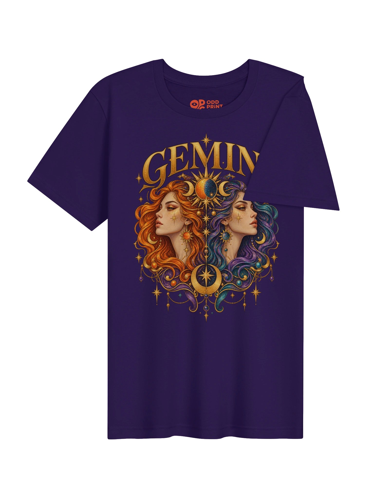 Gemini Zodiac T-Shirt With Colourful Celestial Twins product image (6)