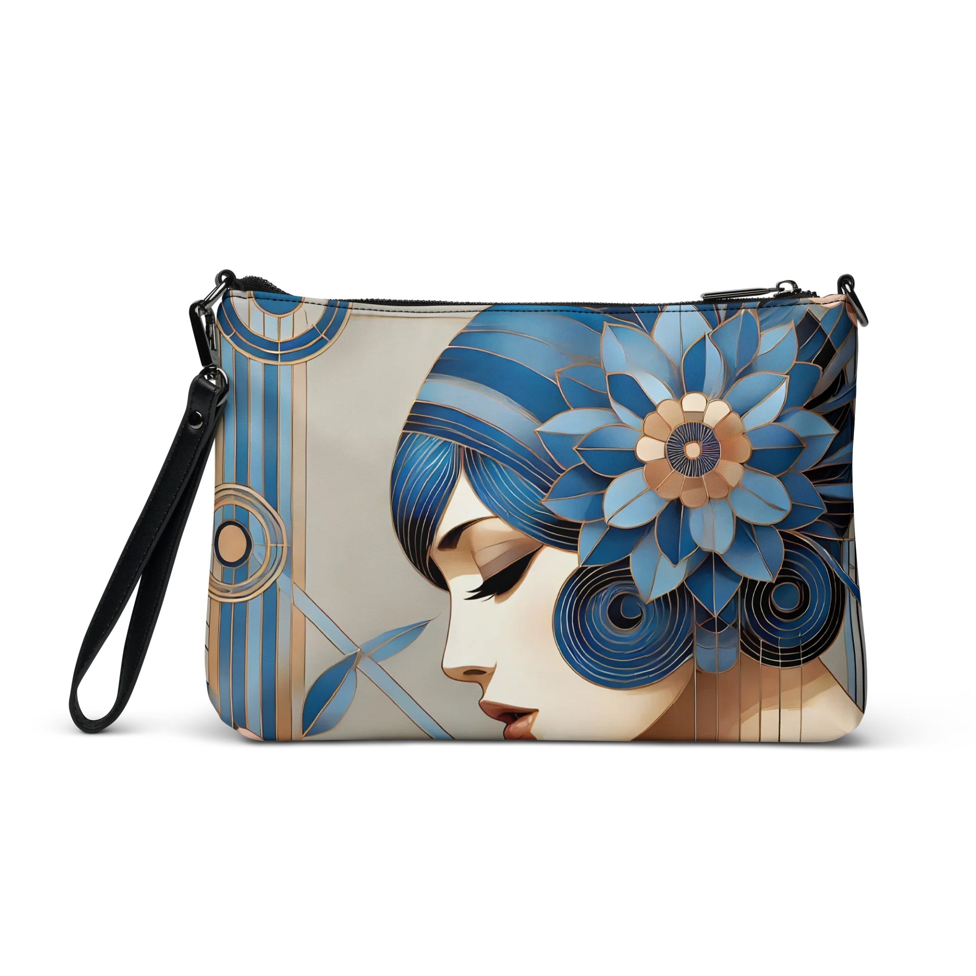 Art Deco Blue Floral Crossbody Bag product image (6)