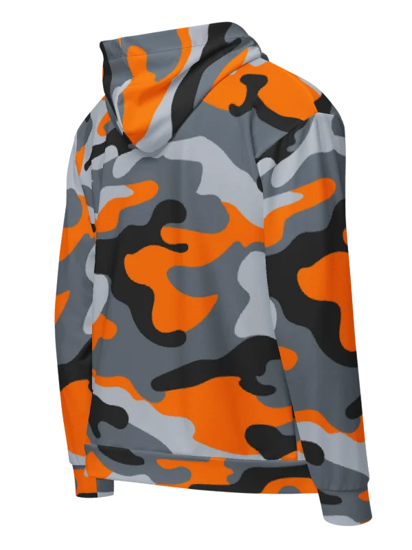 Orange Chrome Camo Hoodie – Bold Y2K Streetwear Zip-Up product image (3)
