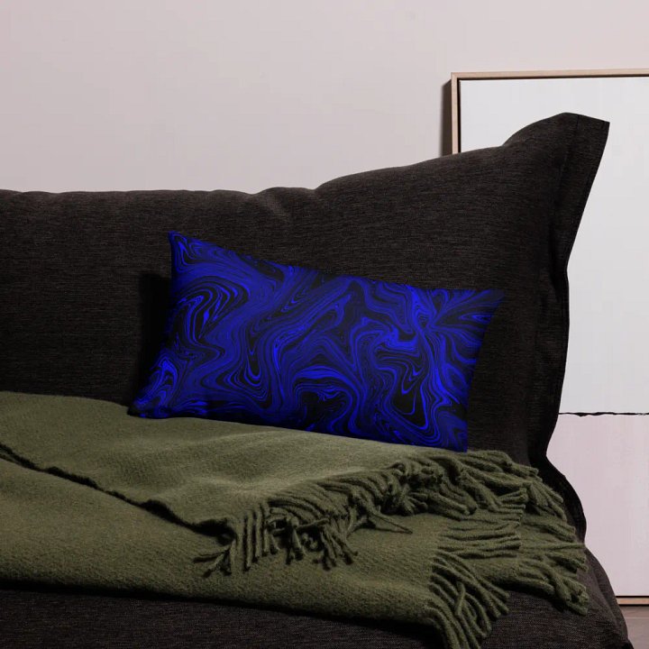Premium Pillow Case - Dark Blue and Black Fluid Swirls product image (2)