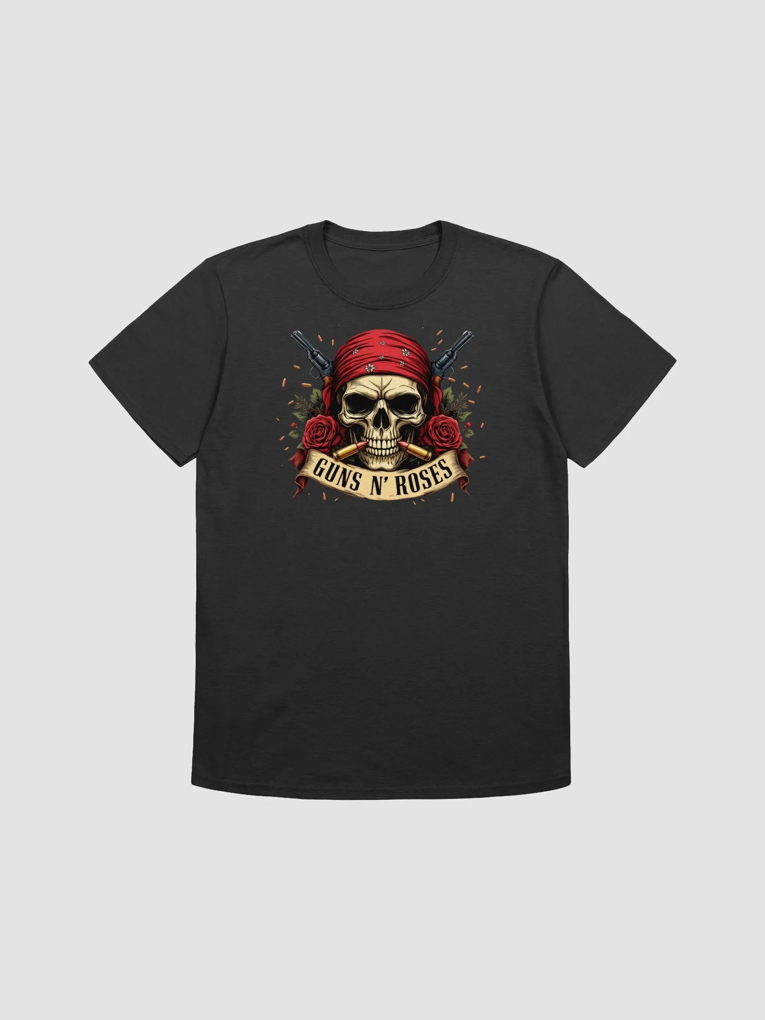 Guns N' Roses Skull T-Shirt | Revolvers Roses Graphic Tee | Appetite for Destruction Collector Band Shirt product image (2)
