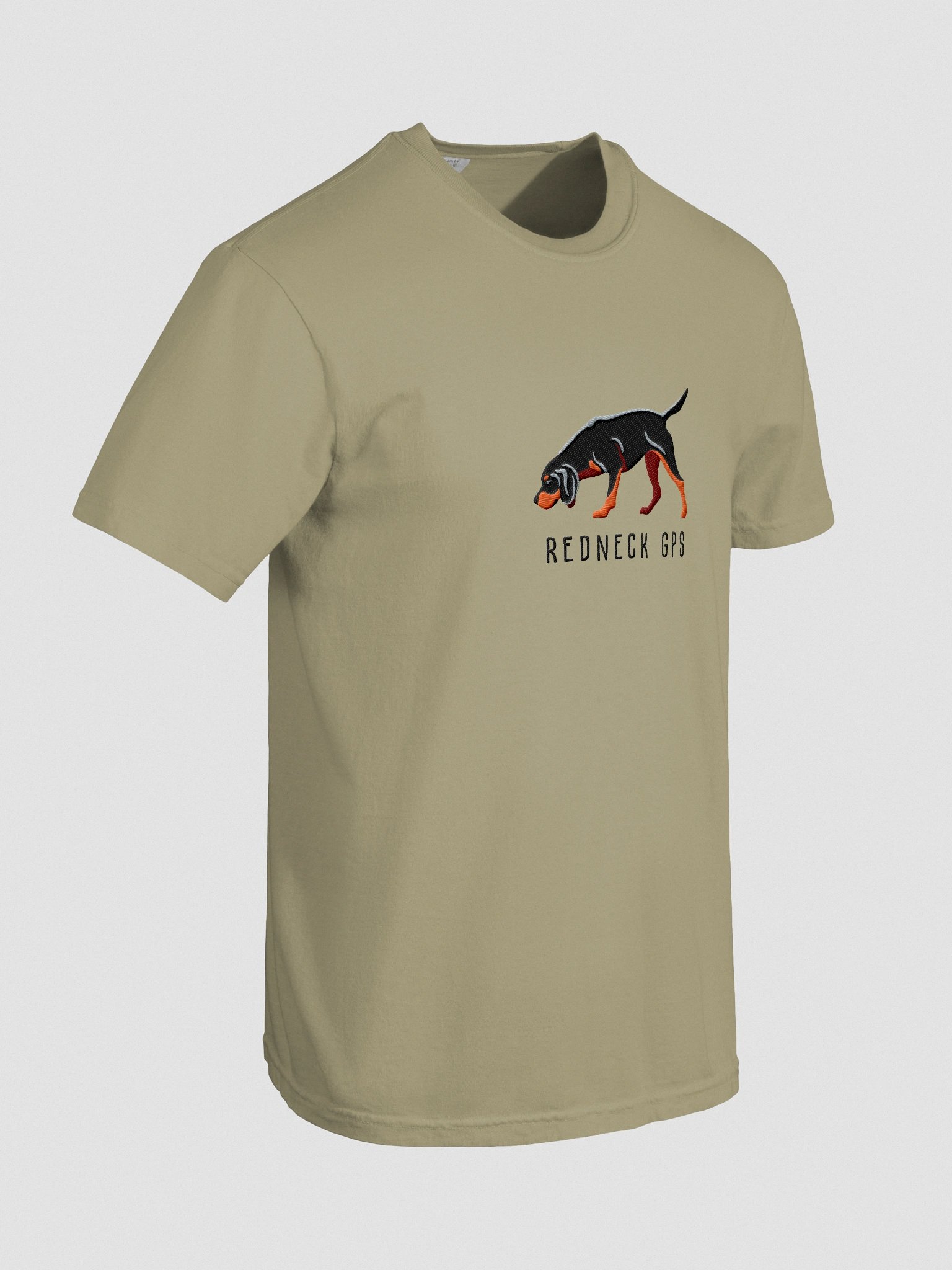 Redneck GPS T-Shirt(Embroidered) of a Black & Tan Coonhound product image (11)