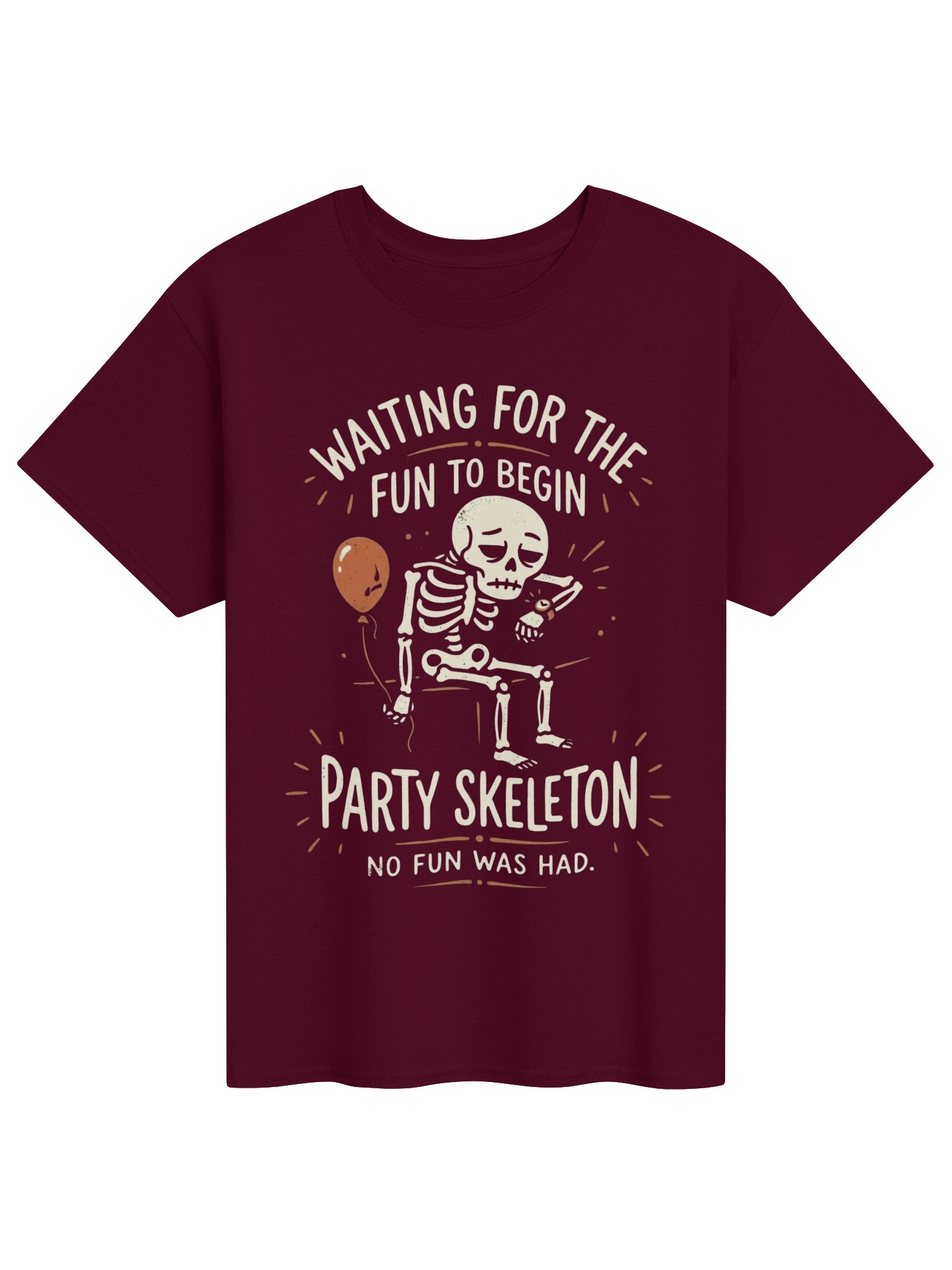 Wait For Fun Bored Skeleton Halloween T-Shirt - Anti-Party Skeleton Gothic Tee product image (1)