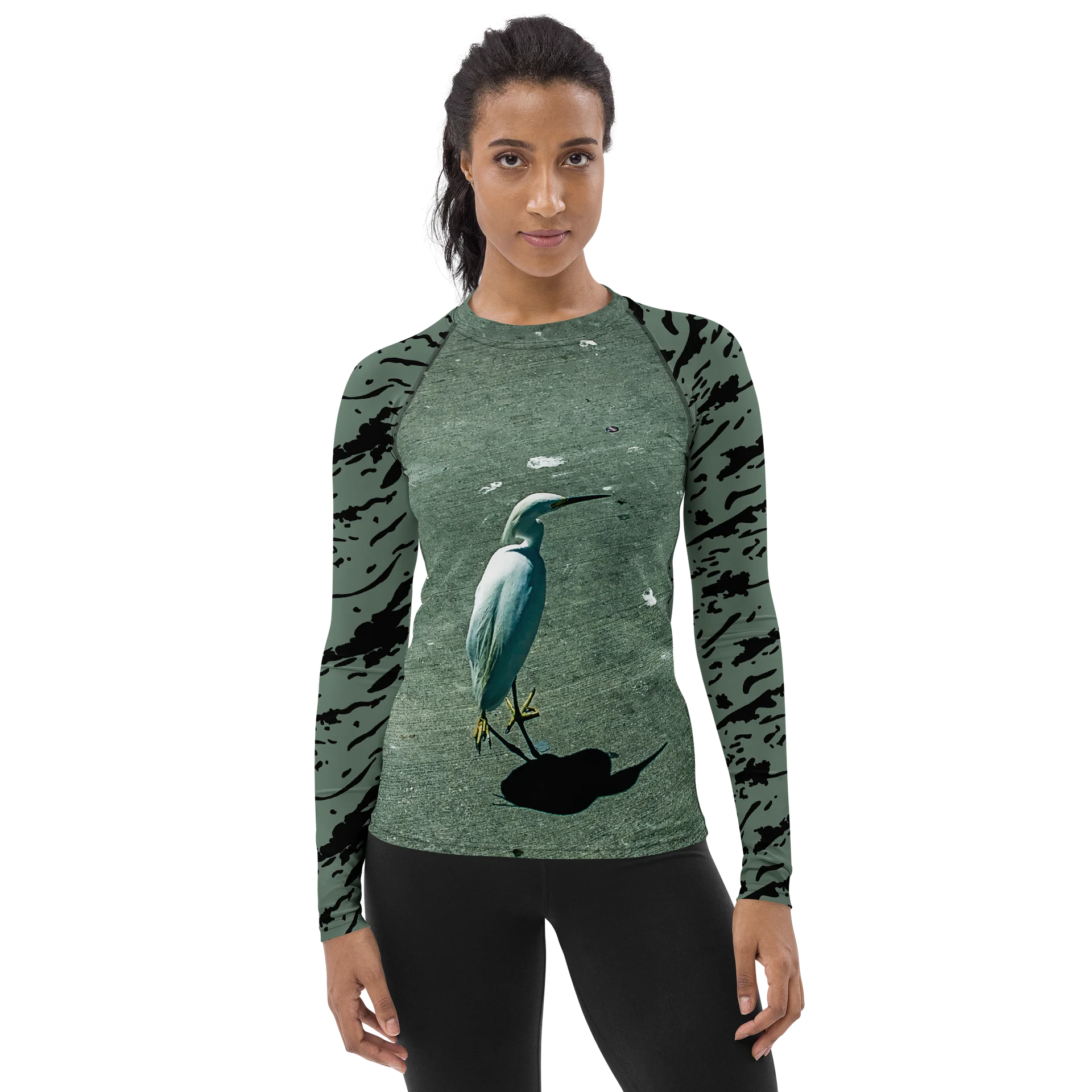 Snowy Egret Women's Splatter Rash Guard product image (1)