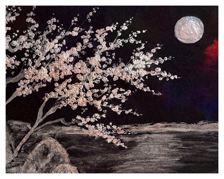Cherry Blossoms In Moonlight Print product image (2)