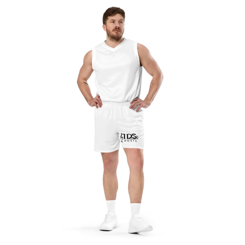 TDS Music Eco-Friendly All-Over Print Recycled Mesh Shorts - White, 2XS-6XL product image (2)