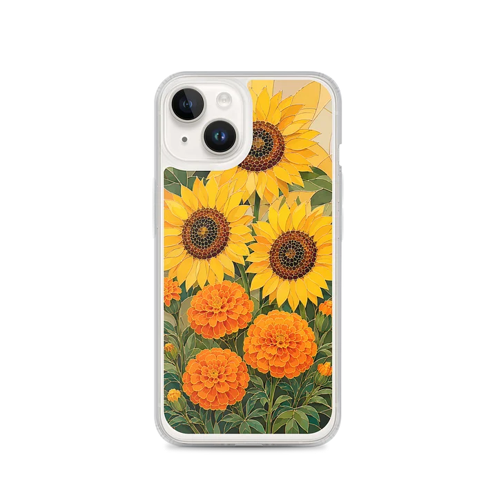 Yellow Sunflower And Orange Marigold Mosaic Premium Soft Silicone iPhone Case - MagSafe Compatible product image (4)