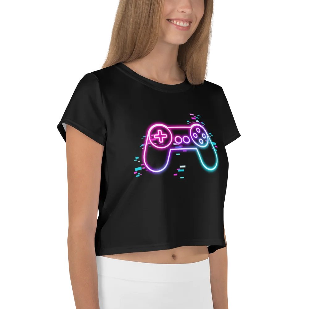 Neon Glitch Game Controller Crop Top product image (4)