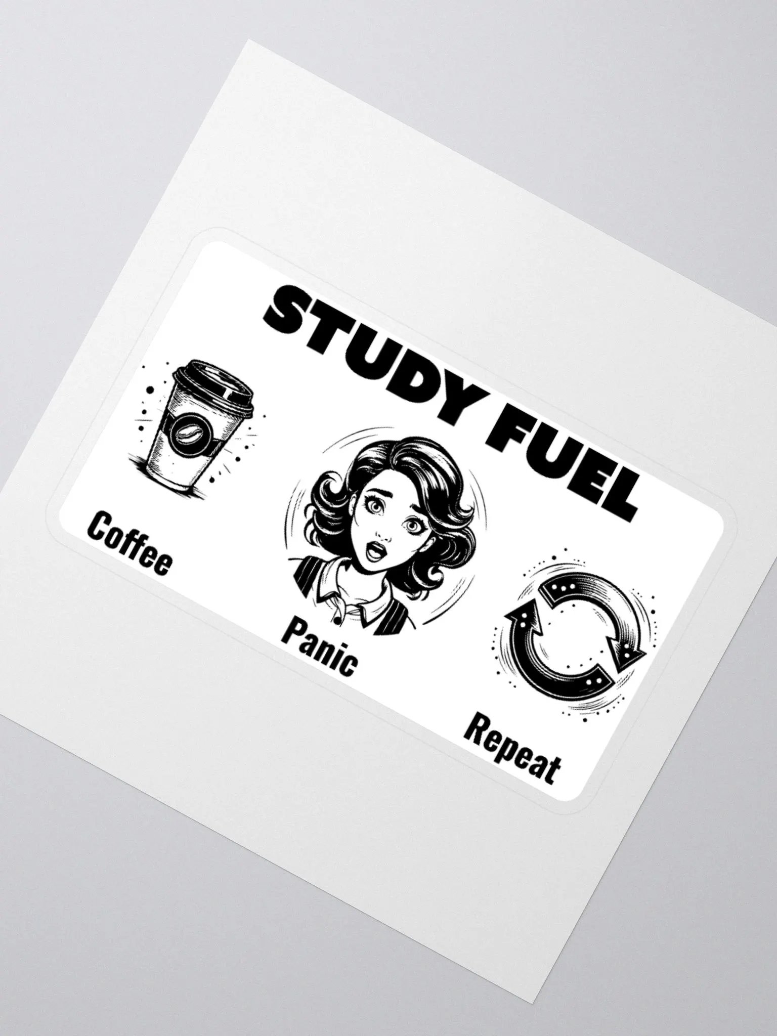 Study Fuel: Coffee Panic Repeat Funny Coffee Lover Sticker product image (5)