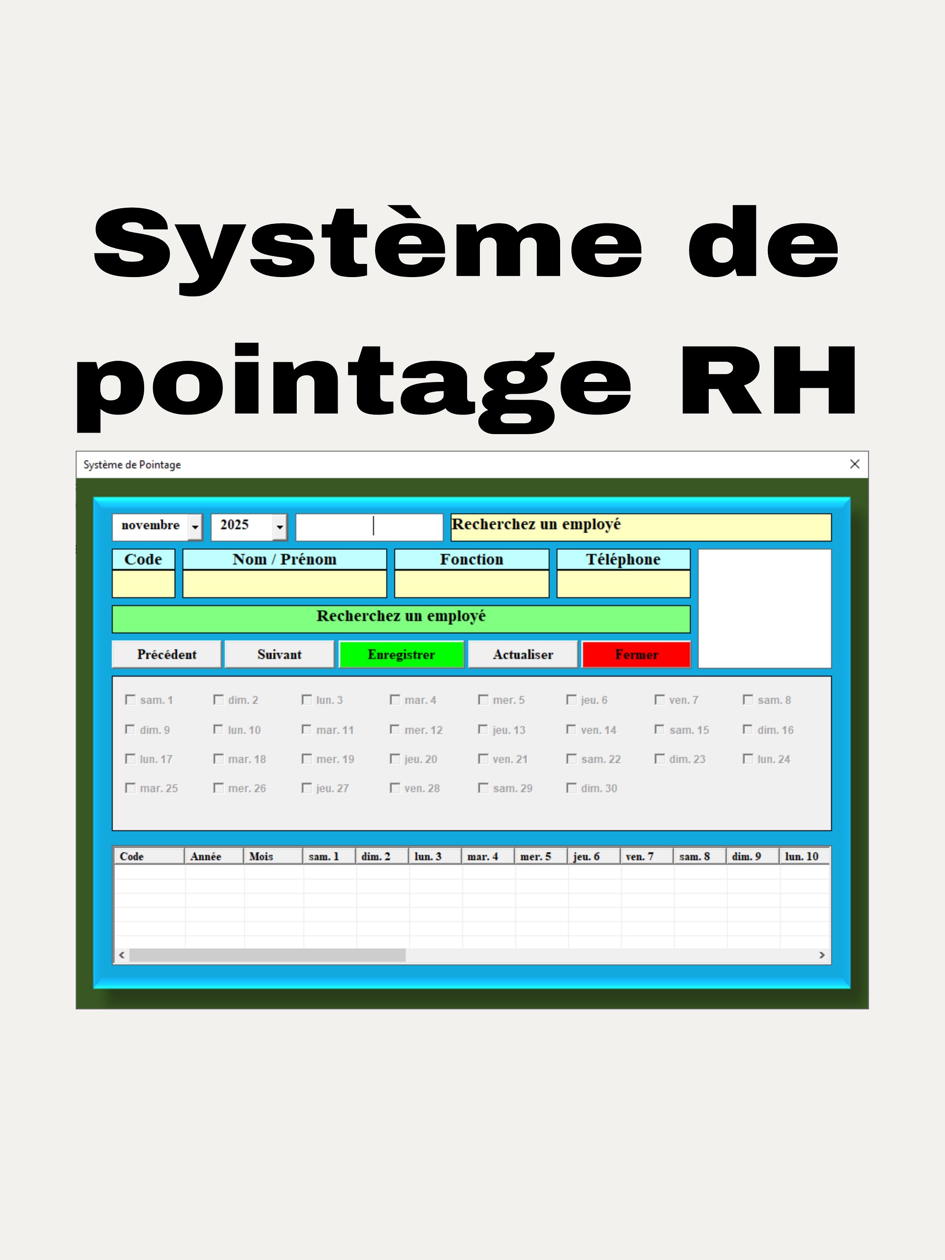application de pointage RH sur excel product image (3)