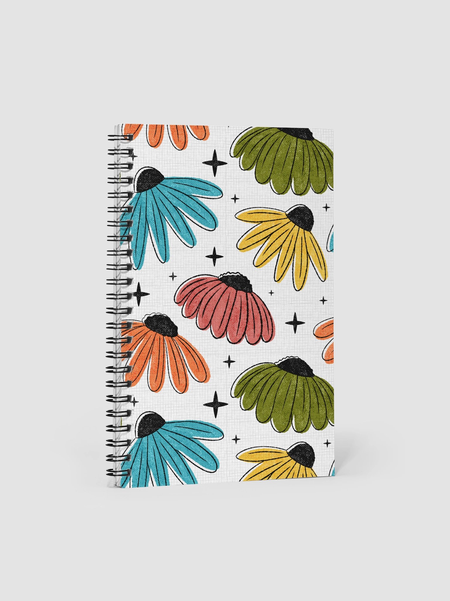 Retro Halftone Coneflowers Spiral Notebook product image (1)