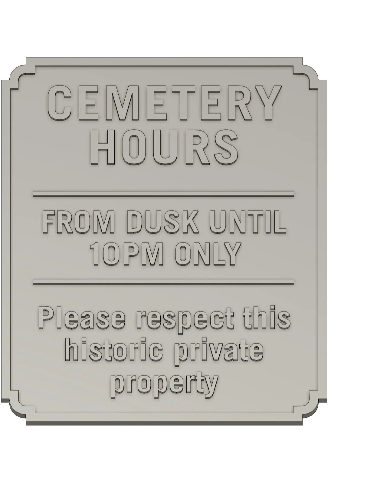 Cemetery Hours Sign 3D Model product image (1)