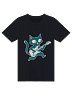 Retro Cat Playing Electric Guitar Shirt – Vintage Mid Century Rock Cat Tee, Funny Guitarist Gift for Cat Lovers