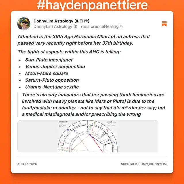 My 2-cents on the young celebrity that transitioned. Read this: https://substack.com/@donnylim/note/c-316646549 and many other notes/articles on my SubStack. #haydenpanettiere #ageharmonicchart #astrology #celebrityastrology #astrologersofinstagram 