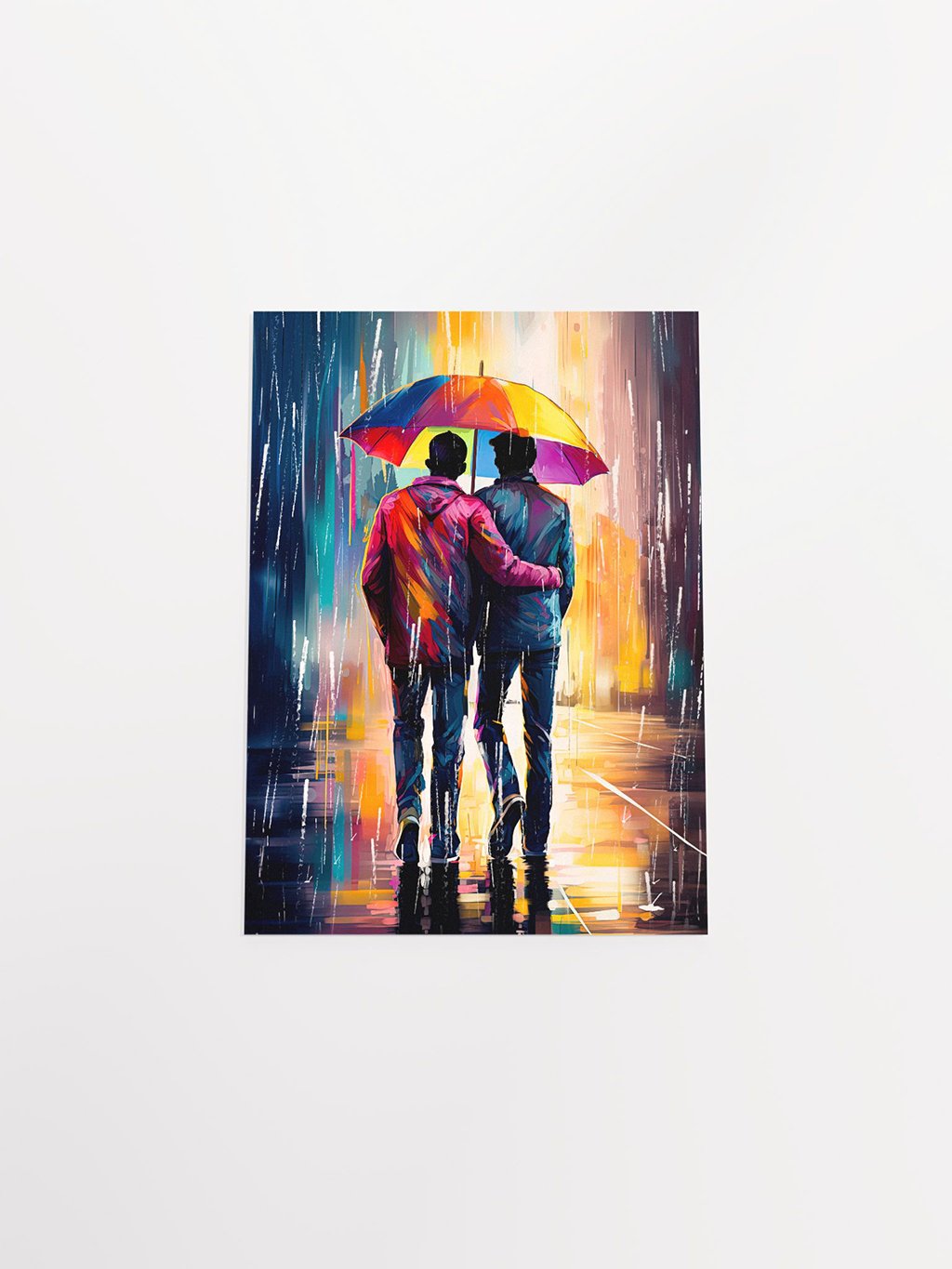 Gay Love In The Rain – Romantic Studio Art Print product image (4)