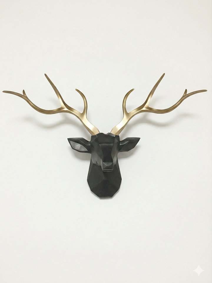 Geometric Deer Head Wall Sculpture — Modern 3D Faux Stag Decor product image (2)