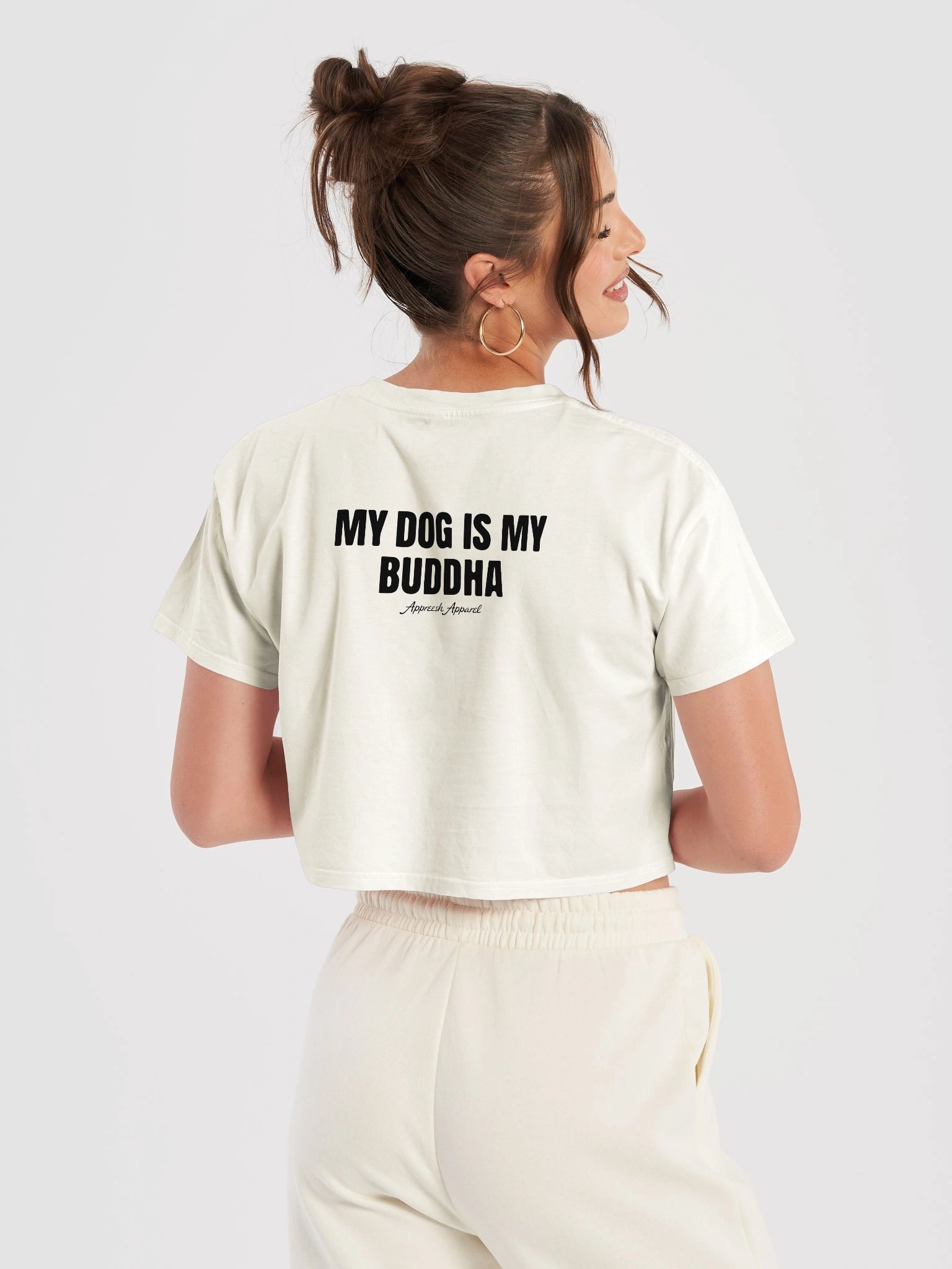 My Dog is My Buddha Crop Top Vintage White product image (1)