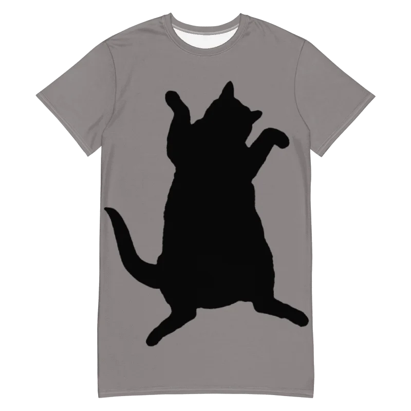 Dancing Demeowcracy Feline Grey T-Shirt Dress product image (6)
