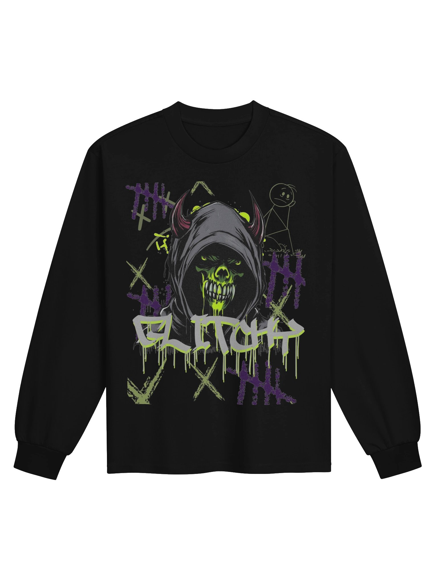 Neon Hooded Skull Graffiti Long Sleeve product image (2)