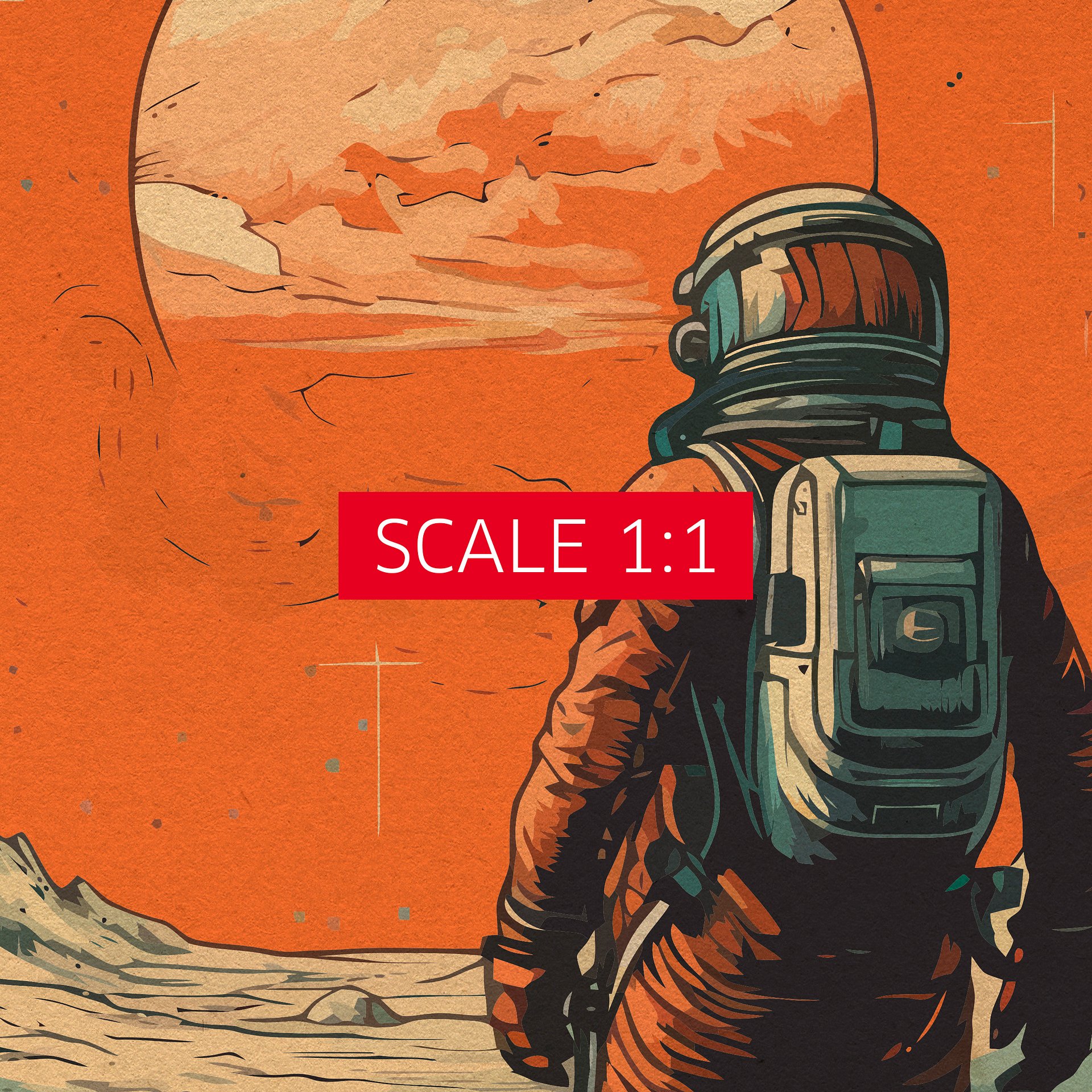 Mars, colony, astronaut — Vintage space poster product image (5)