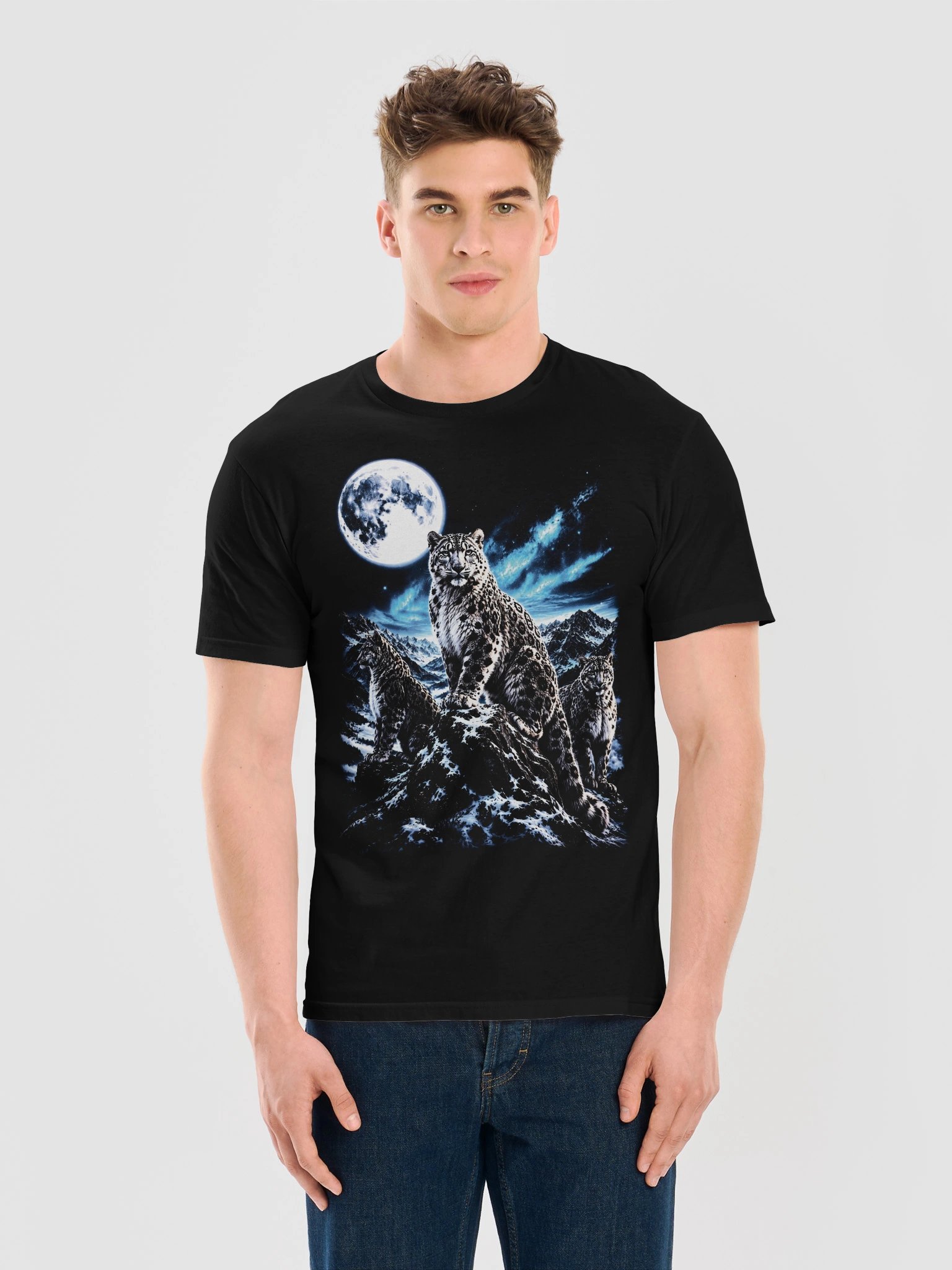 Snow Leopard Howling Moon Tshirt | Legendary Wildlife Shirt product image (6)