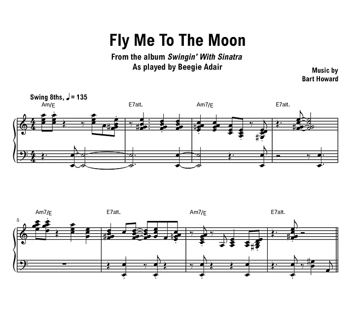 Beegie Adair - Fly Me To The Moon (Swingin' With Sinatra) - Sheet music (PDF) product image (1)