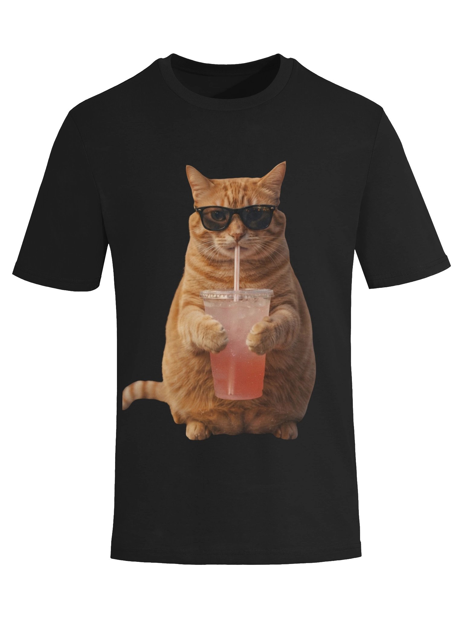 Cool Cat Sipping Drink T-Shirt product image (27)