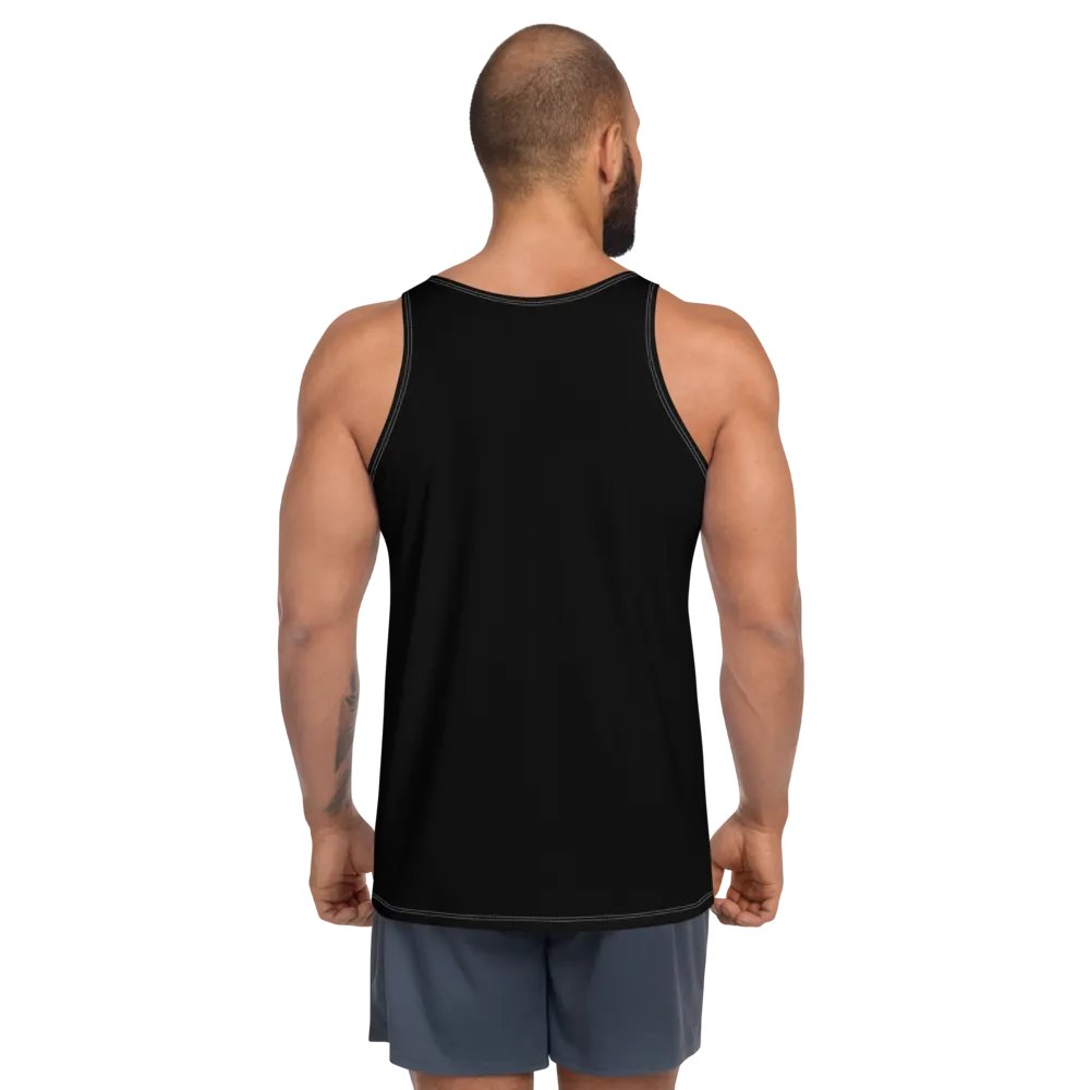 EBM Black All-Over Print Tank Top (White Logo) product image (2)