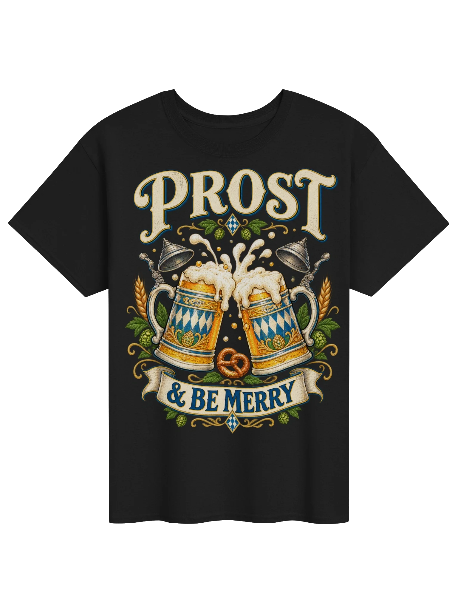 Prost & Be Merry Oktoberfest Beer Steins Vintage Tee