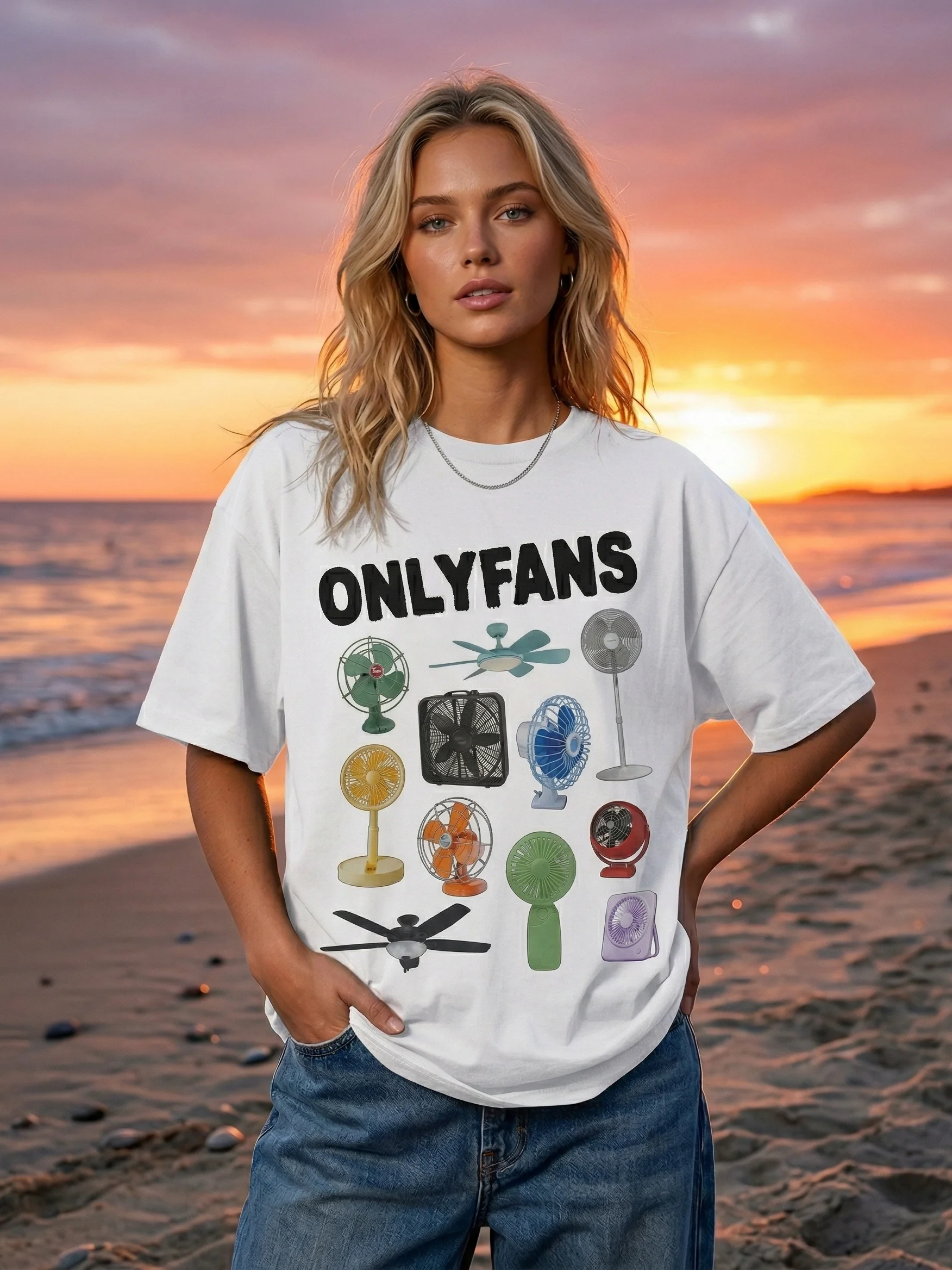 Funny Women's T-Shirt | ONLYFANS Electric Fan Joke Graphic Tee | Witty Novelty Shirt Gift for Her product image (5)
