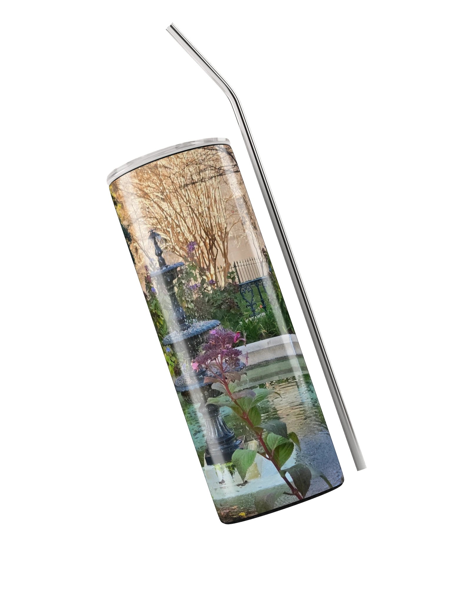 Purple Flowers Water Fountain Stainless Steel Tumbler product image (3)