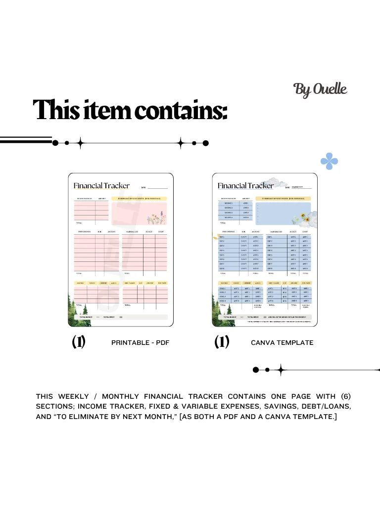Sunflower & Clouds: Budget Planner (PDF & Template) product image (6)